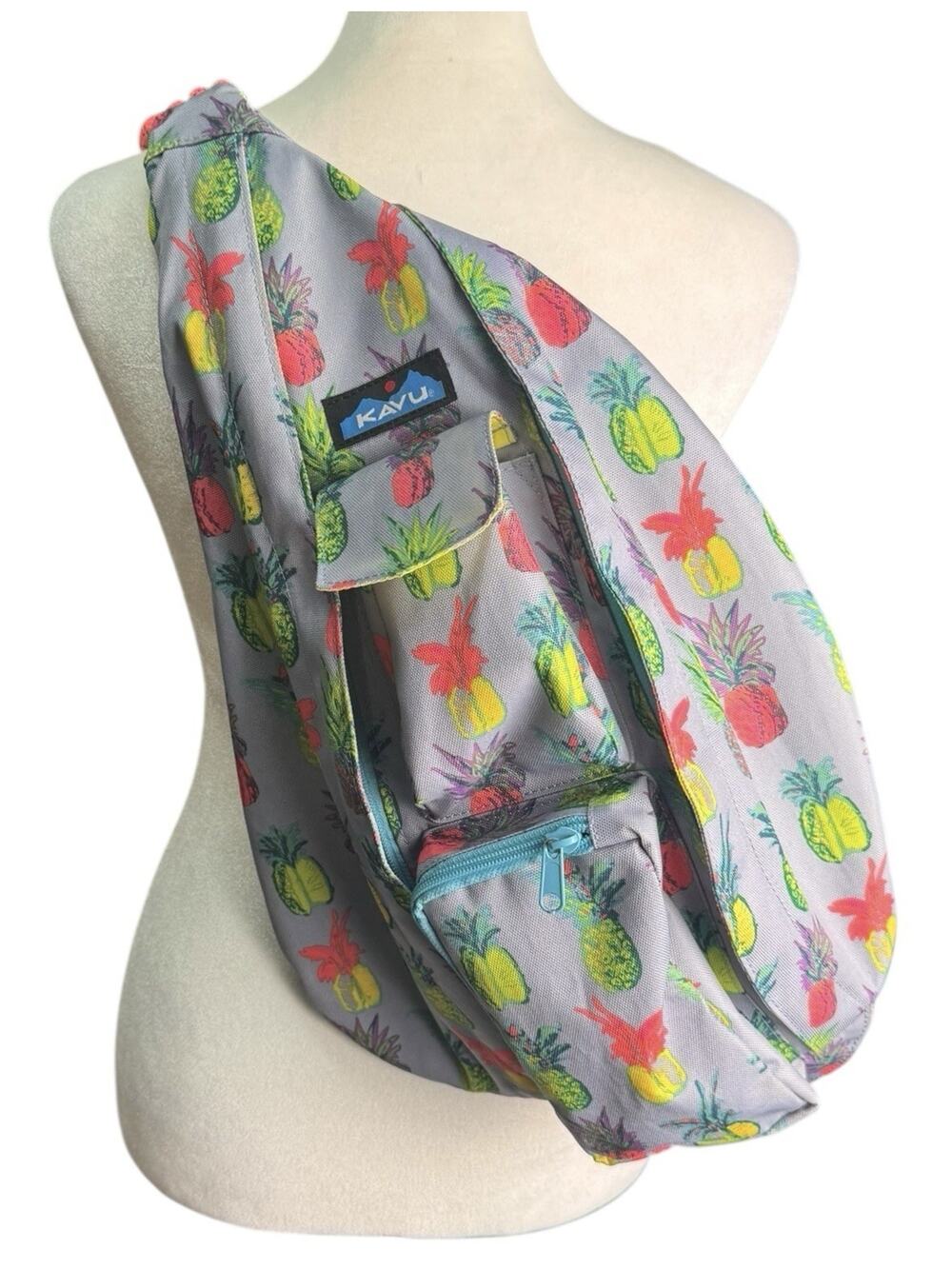 KAVU Pineapple Pop Rope Sling Daypack Backpack Crossbody Bag Water Resistant